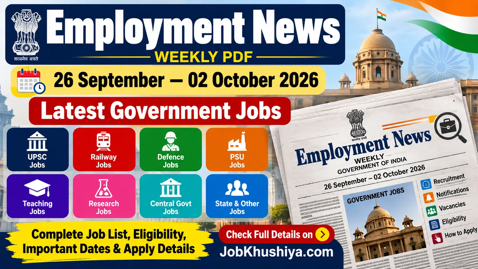 Employment News Weekly PDF (26 September – 02 October 2026): Latest Government Jobs & Recruitment Updates