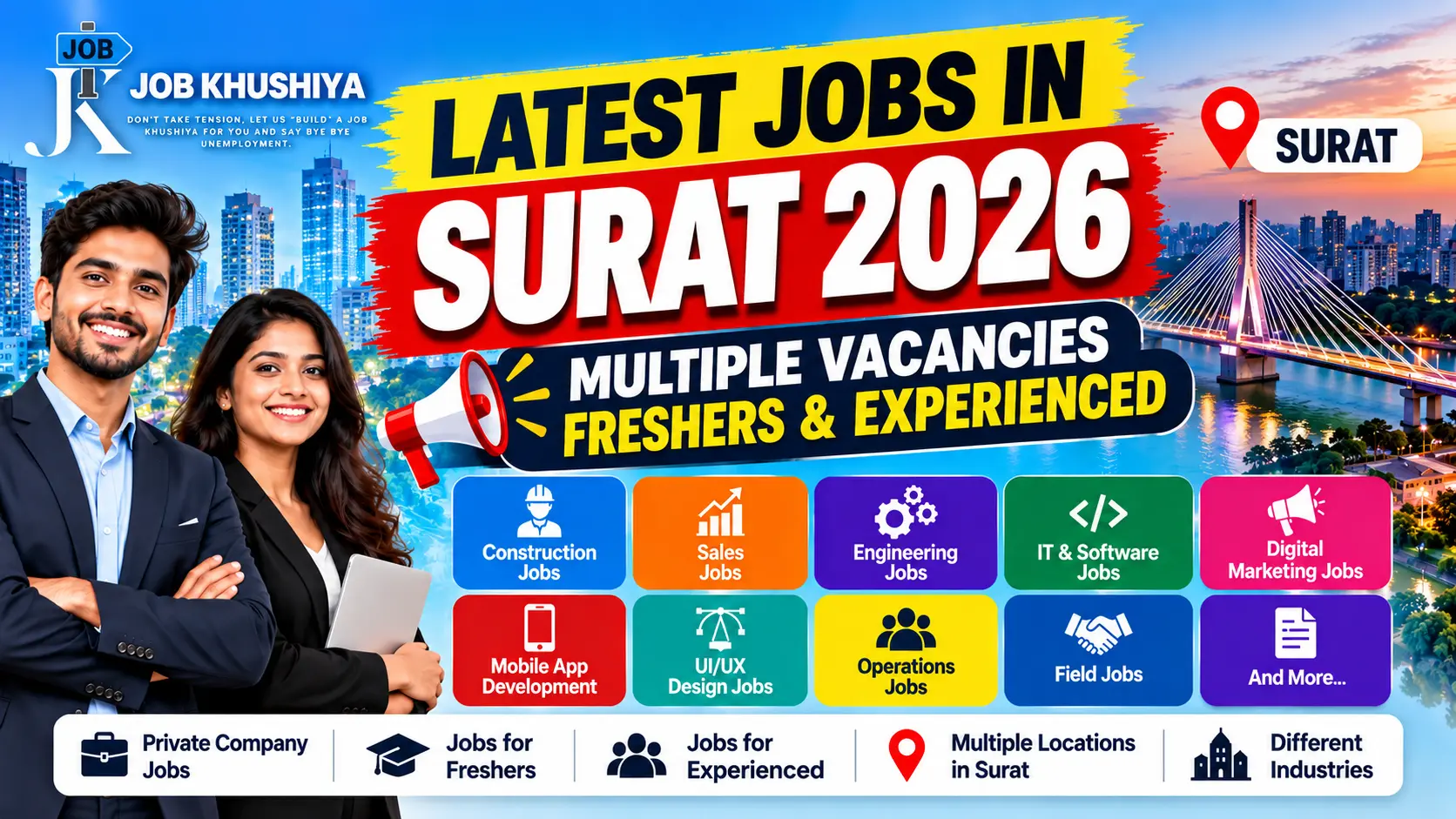 Latest Jobs in Surat 2026 – Multiple Vacancies for Freshers & Experienced